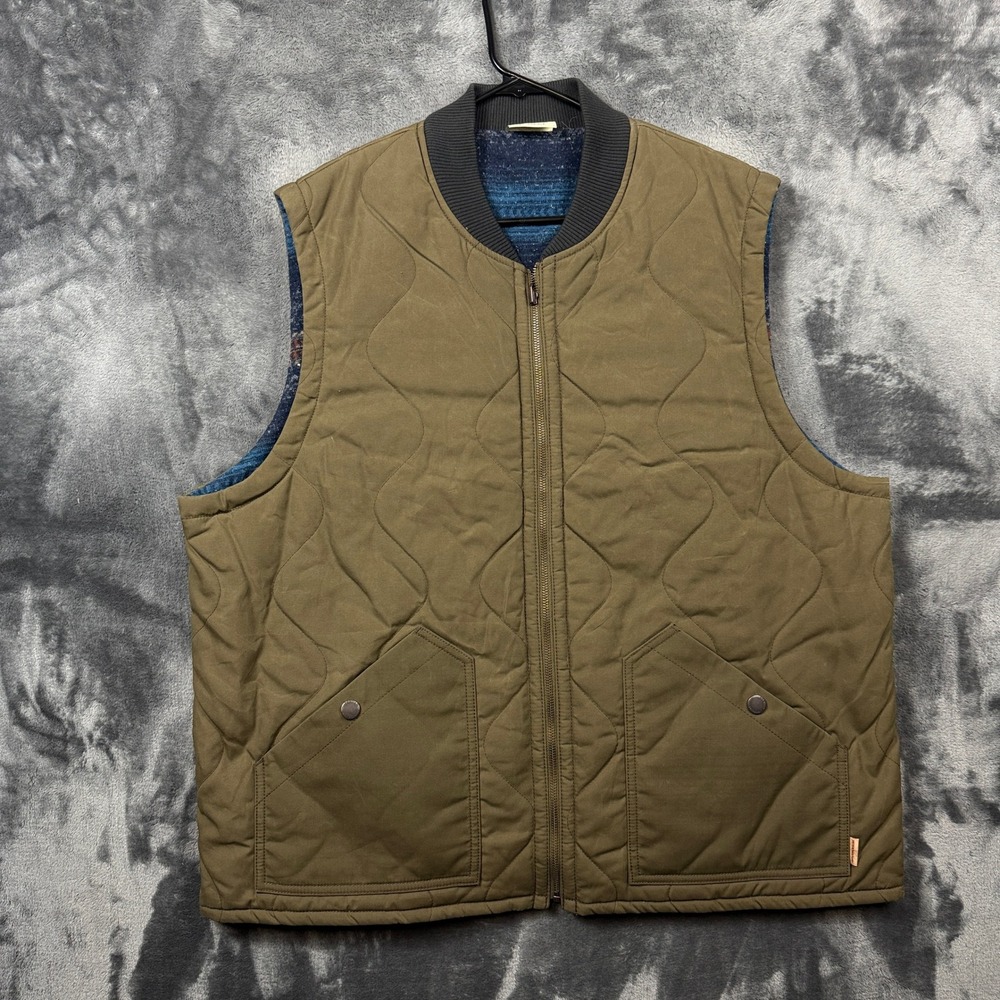 Jeremiah Reversible Vest Mens XL Green Quilted Full Zip 2-in-1 Outerwear